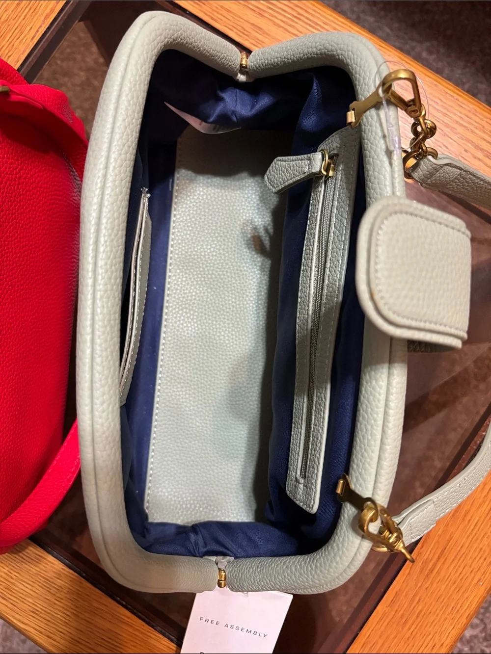 Free assembly Everyday Crossbody Bag in Red or Light green with Gold Hardware